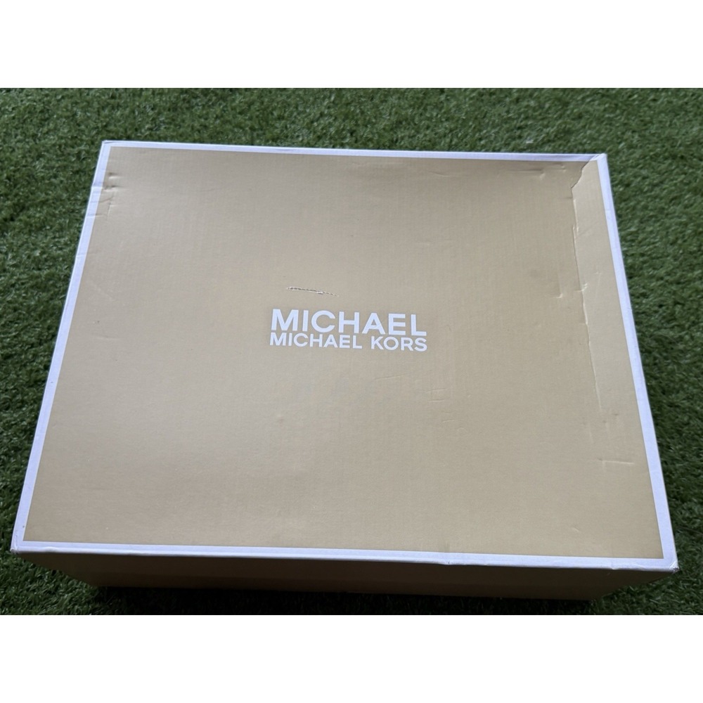 NIB Michael Kors Rye Platform Clogs Black Leather Gold Studded Mule 9M - Picture 7 of 9
